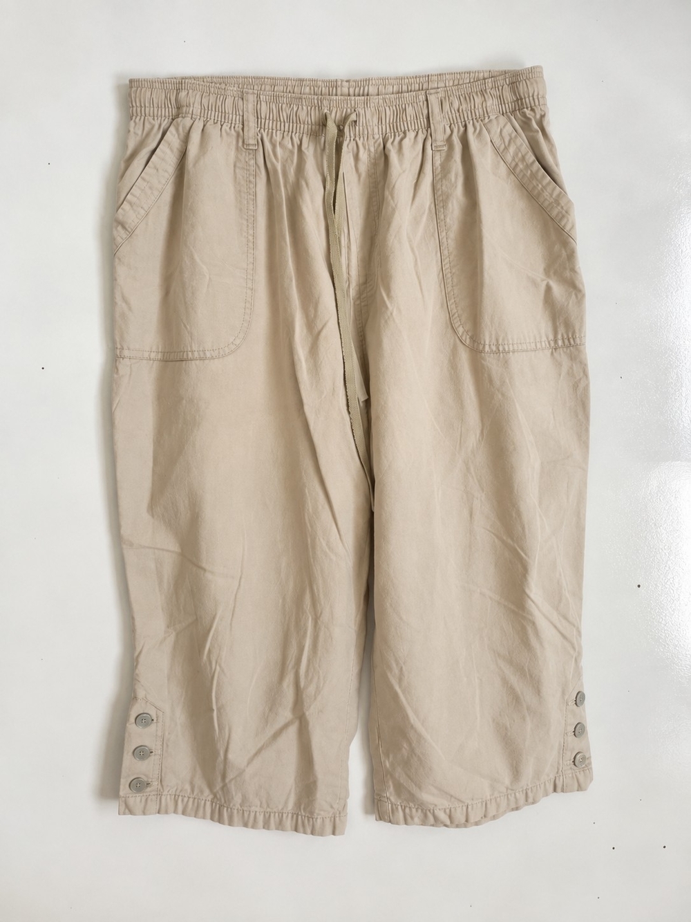 Gloria Vanderbilt Casuals Beige Drawstring Cargo Capris